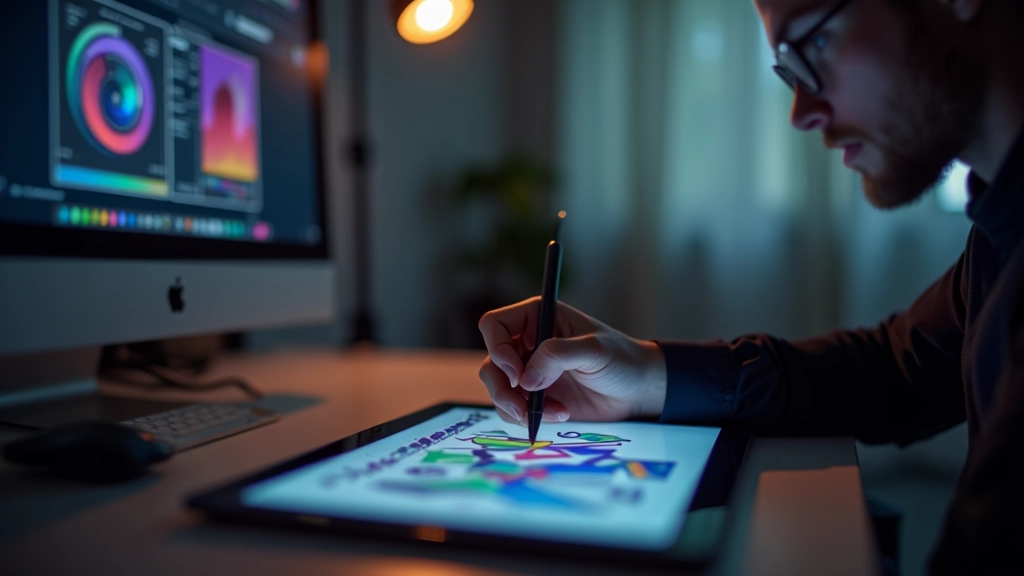Designer travaillant sur une tablette graphique