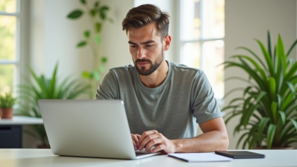 Designer travaillant sur son ordinateur portable avec des outils de design, interface Figma visible, espace de travail lumineux et organisé