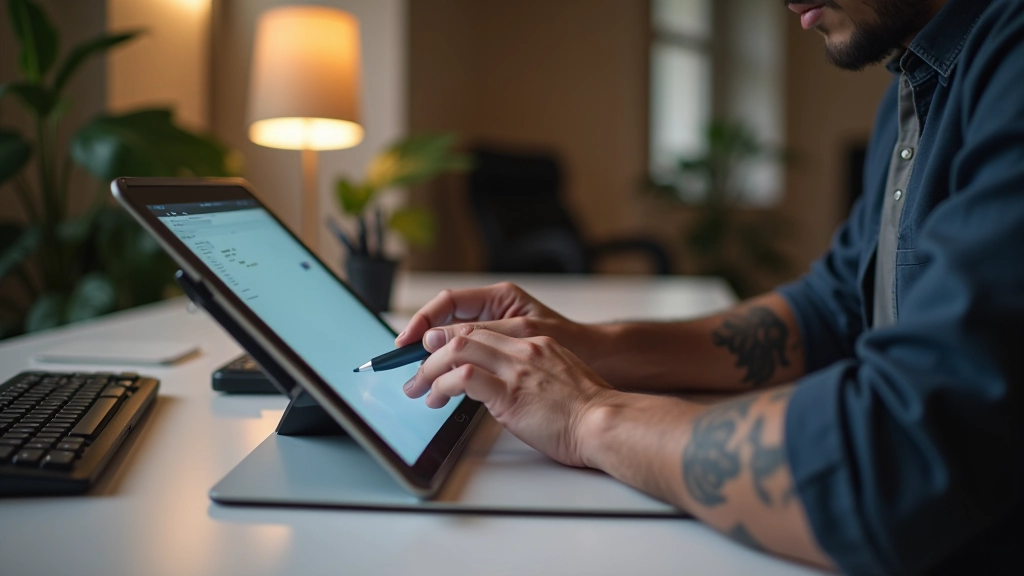 Personne travaillant sur un projet de design graphique avec tablette graphique et écran