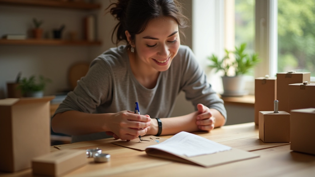 Propriétaire de petite entreprise préparant l'emballage de produits pour la vente en ligne