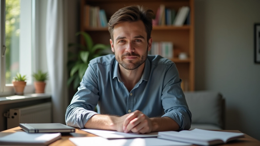 Traducteur avec dictionnaire spécialisé et notes sur les terminologies techniques, bureau professionnel bien organisé